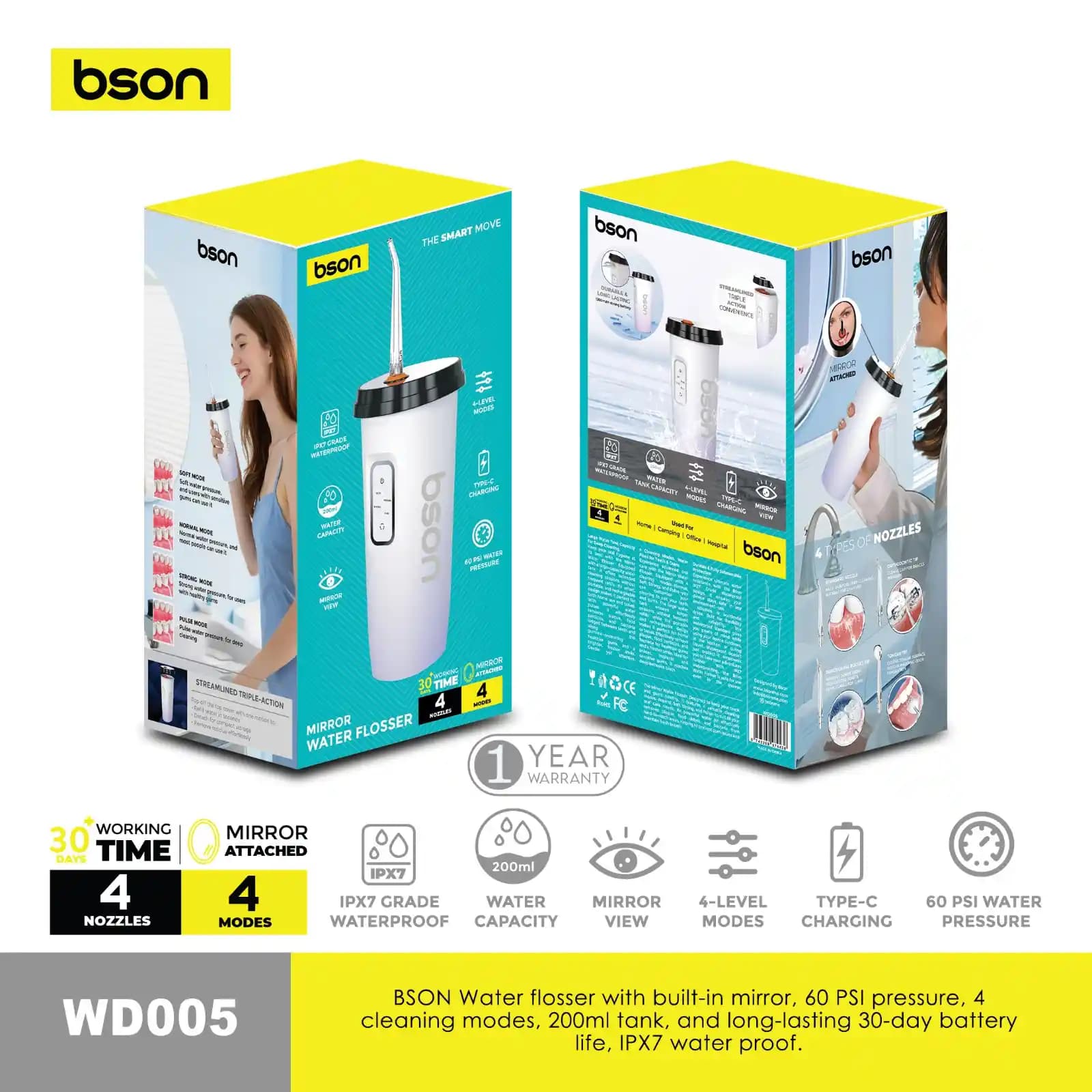 BSON Rechargeable Water Flosser with Mirror