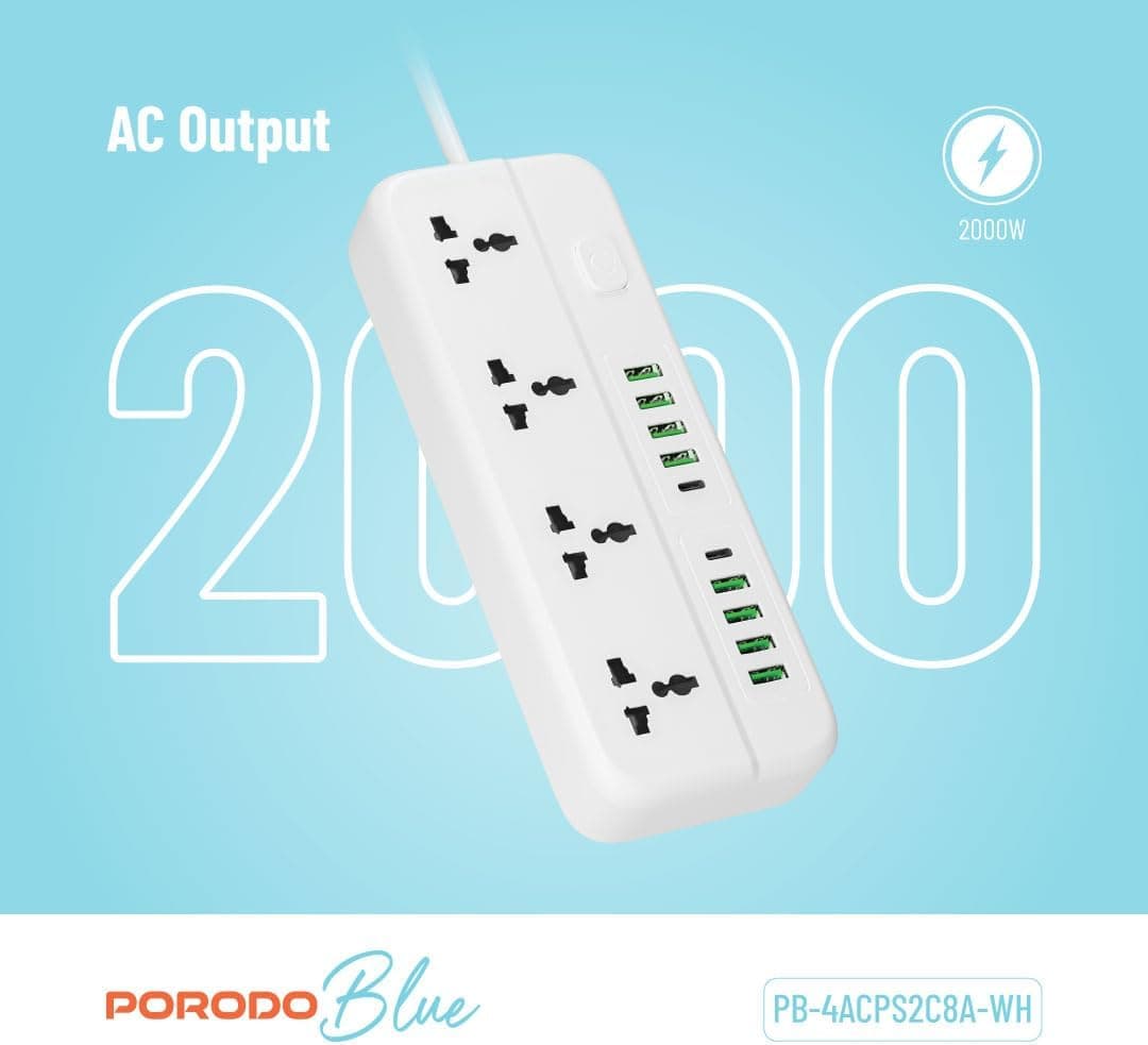 PorodoBlue Multi-Outlet Power Strip with USB Charging Ports