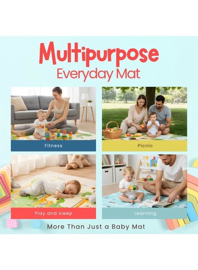 NEXSO Foldable Waterproof XPE Baby Play Mat (200x180 cm)