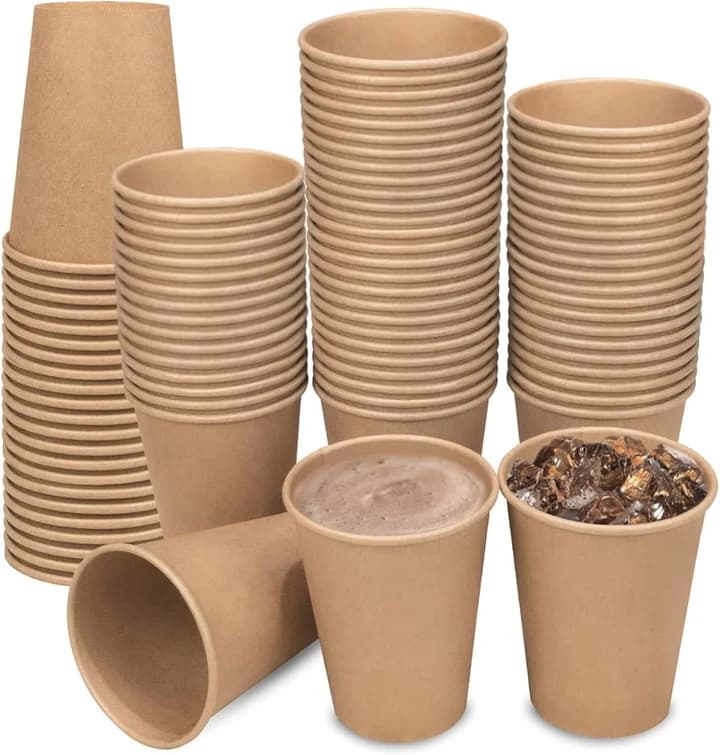 NEXSO 12oz Brown Disposable Paper Coffee Cups (50 Pack)
