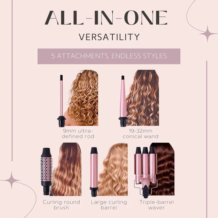 NEXSO 5-in-1 Hair Styler Set Ceramic Tourmaline 230°C