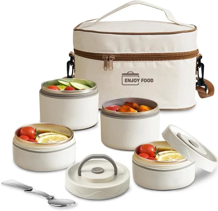 NEXSO 3-Layer Stainless Steel Leakproof Lunch Box Set with Insulated Bag