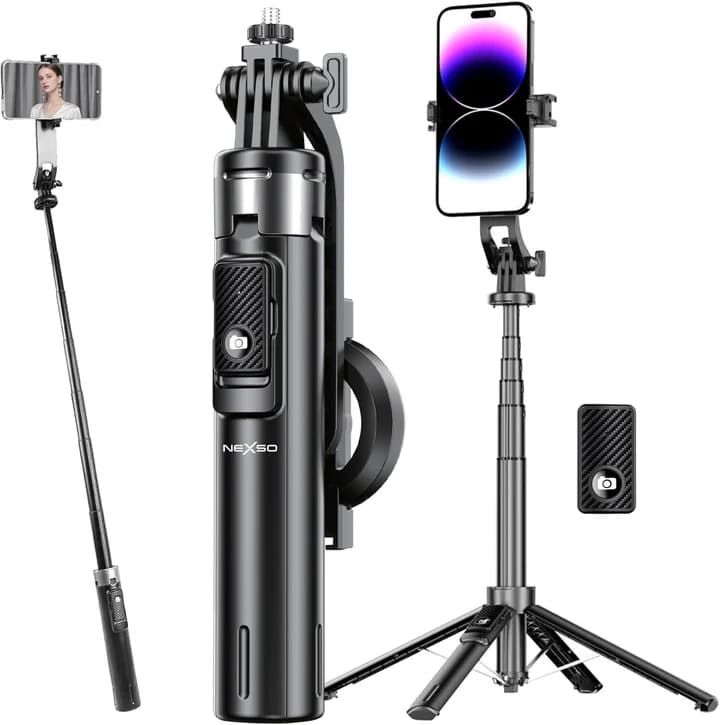 NEXSO Magnetic Selfie Stick Tripod with Bluetooth Remote (1.34m)