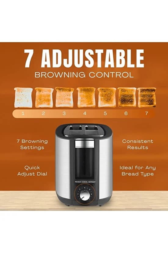 NEXSO 2-Slice Stainless Steel Bread Toaster 750W