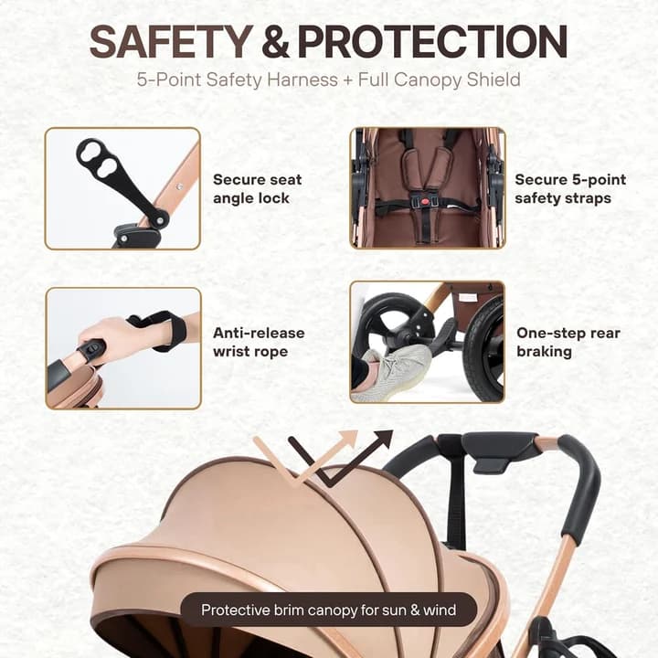 NEXSO 2-in-1 Reversible Foldable Baby Stroller