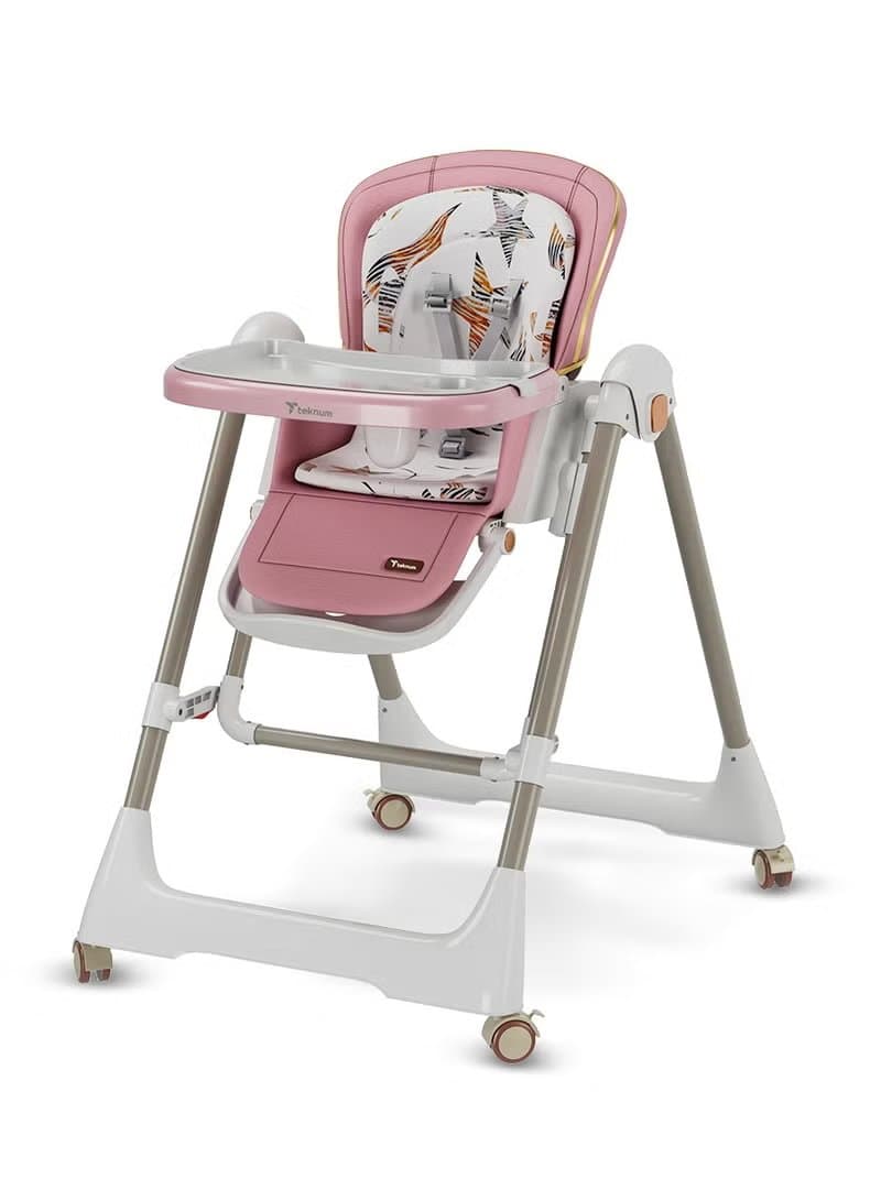 Teknum 5-IN-1 Swing with High Chair with Lockable wheels - Pink