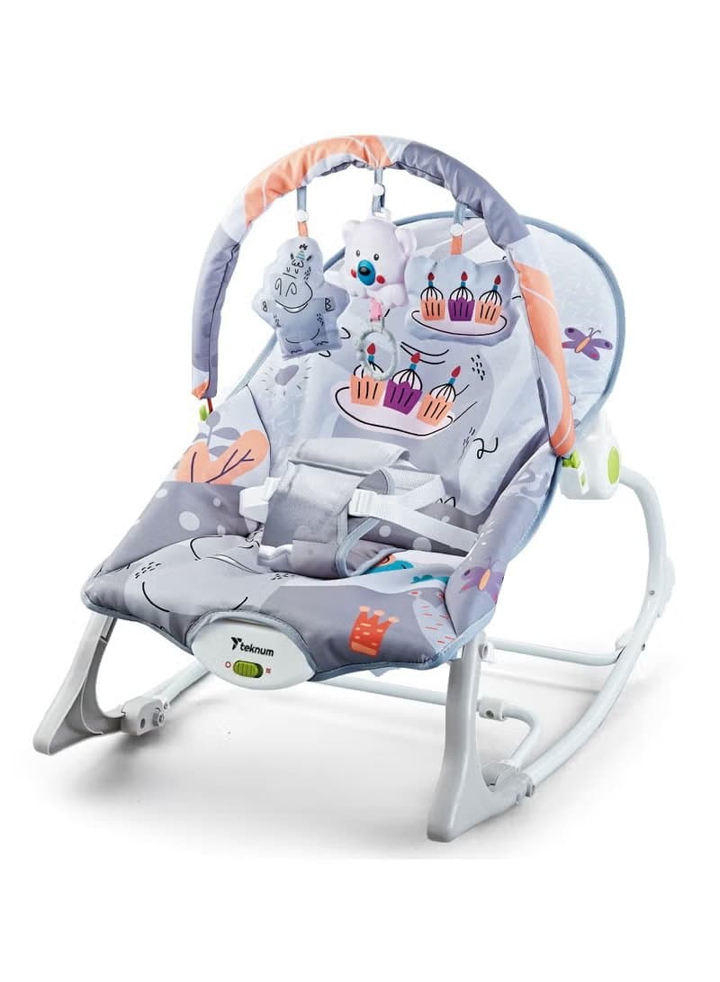TEKNUM 3In1 Rocker/Baby Seat/Recliner with Soothing Music - Party Grey