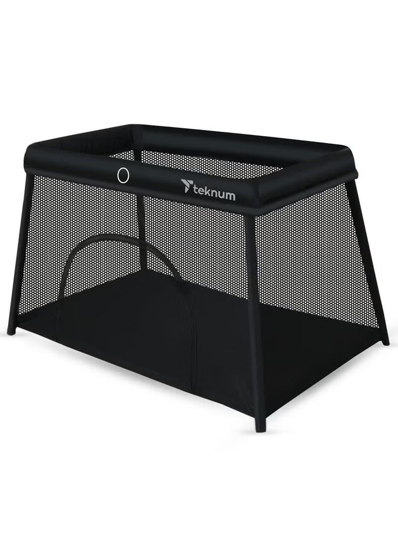 TEKNUM Portable Quick fold Playard & Cot with Zipper Door & Carry Bag - Midnight Black