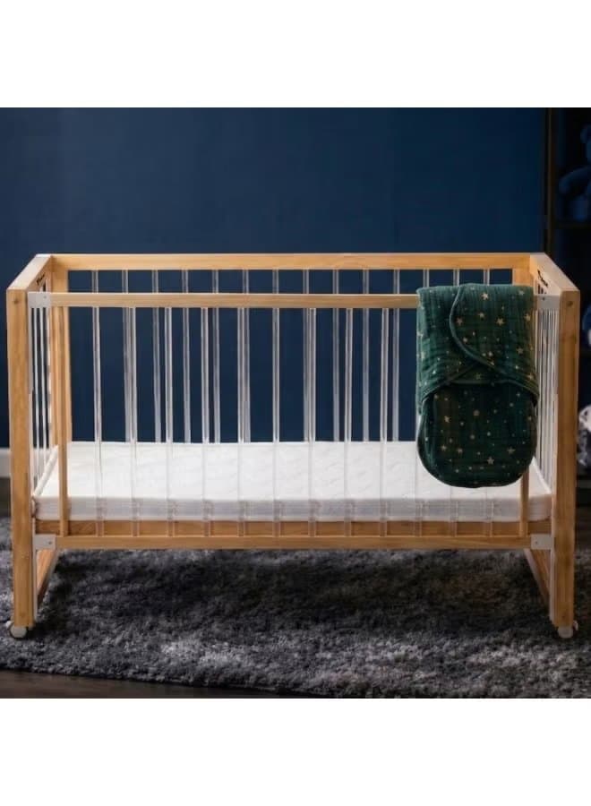 Teknum Prism 4-in-1 Acrylic Convertible Crib with Mattress - Natural Brown