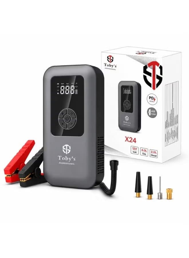 Toby's X24 1000A Car Jump Starter with 150 PSI Air Compressor & 8000mAh Power Bank