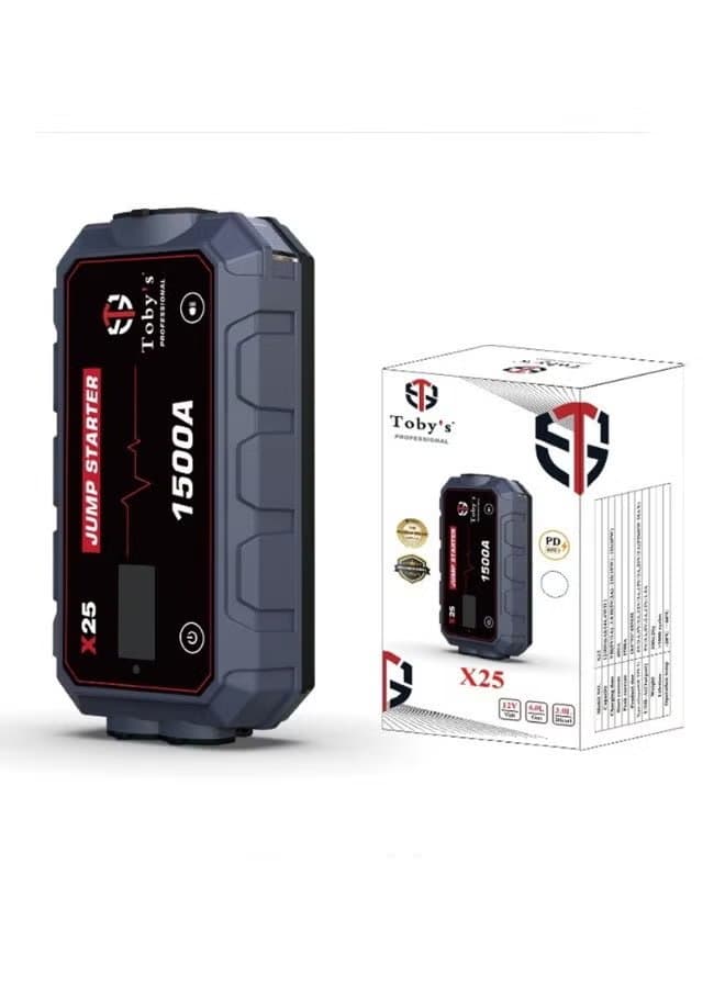 Toby's X25 1500A Peak Portable Car Jump Starter & 12000mAh Power Bank