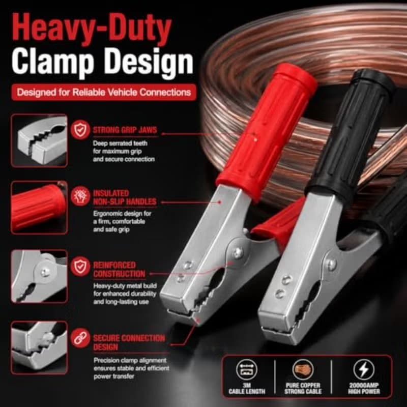 Tobys BC-2000 Heavy Duty Car Booster Jumper Cable 20000A (3 Meters)