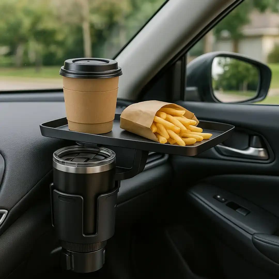 Green Lion Tray Mate 2-in-1 Car Cup Holder & Tray - Black