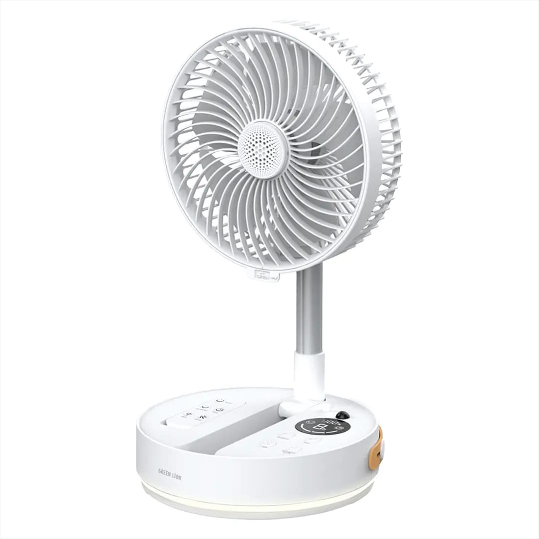Green Lion Rovio 8" Folding Fan - White