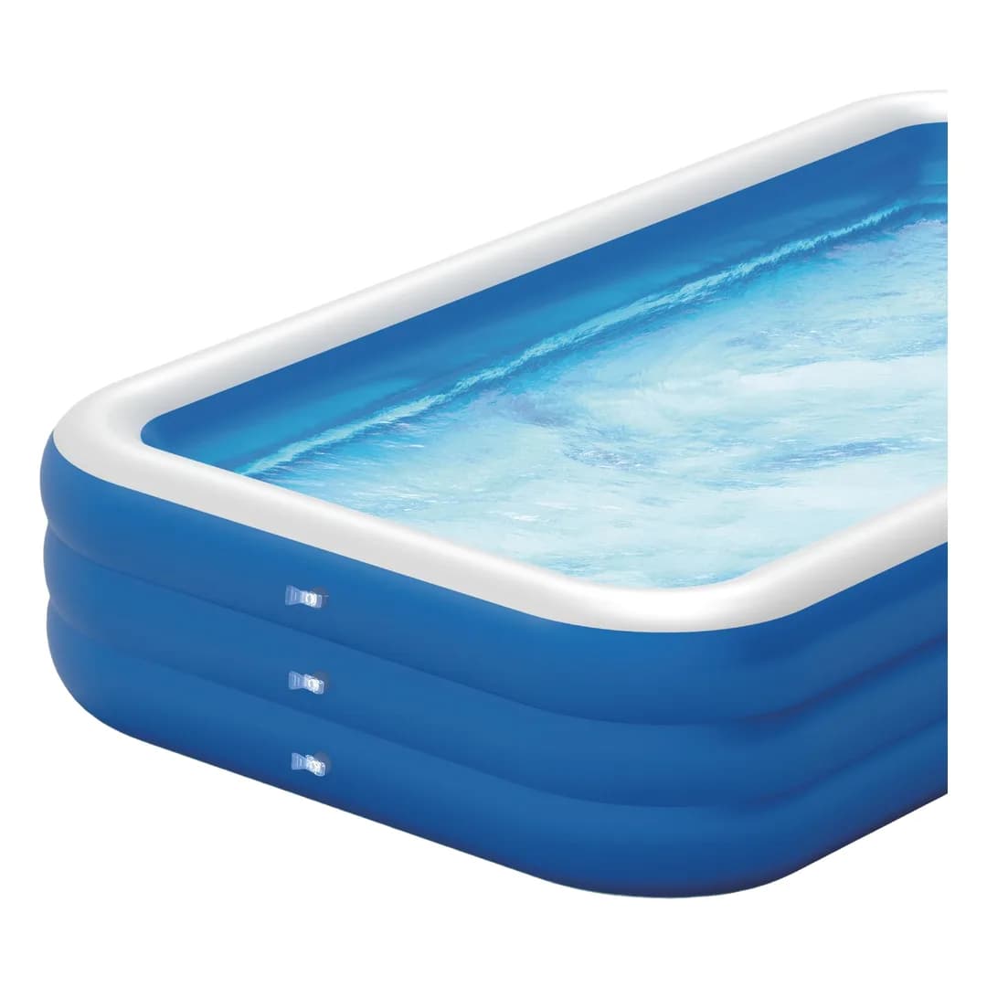 Green Lion 3-Ring Inflatable Swimming Pool 665L - Blue