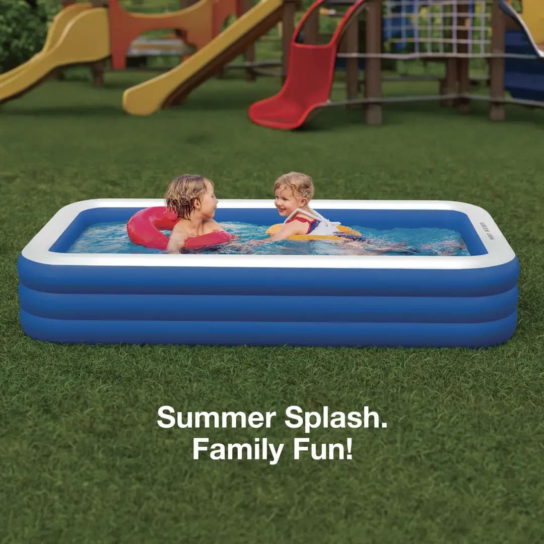 Green Lion 3-Ring Inflatable Swimming Pool 665L - Blue