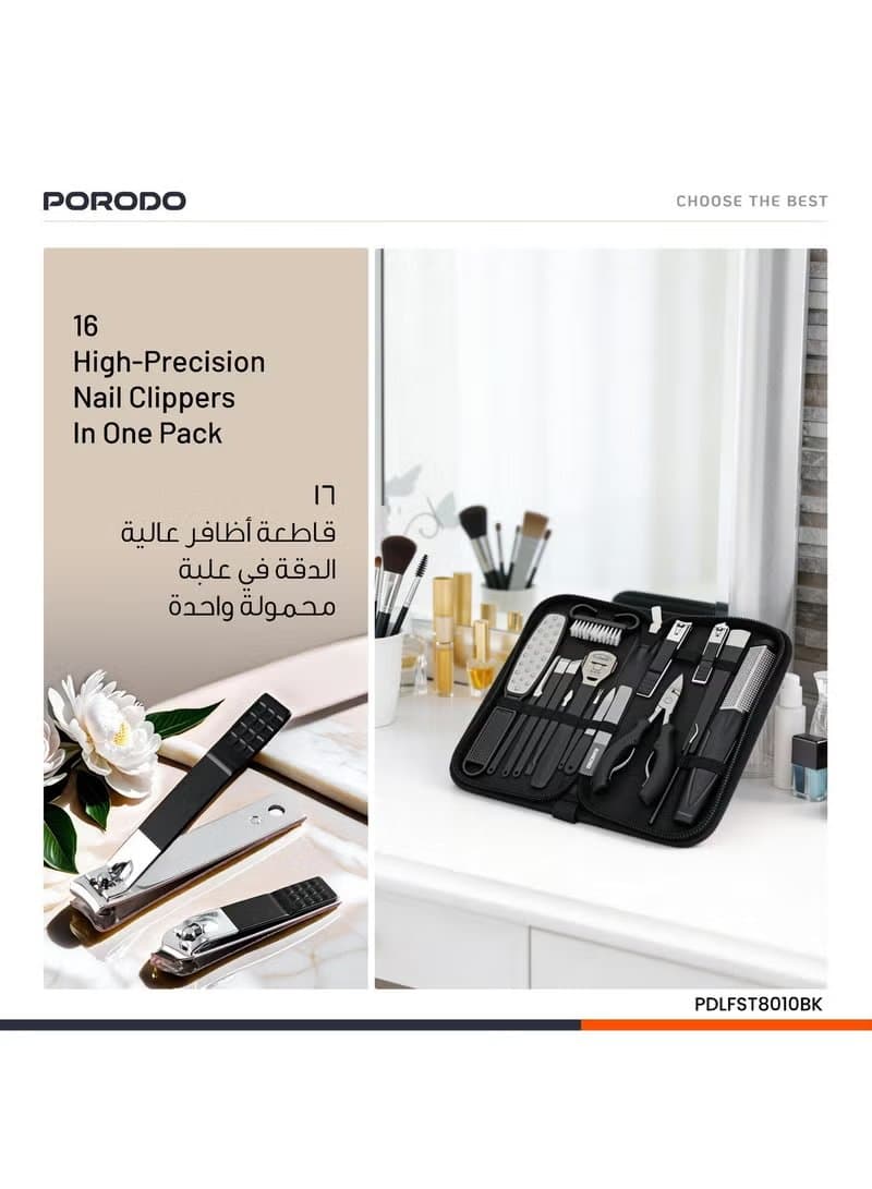 Porodo 16-In-1 Portable Nail Clipper Set
