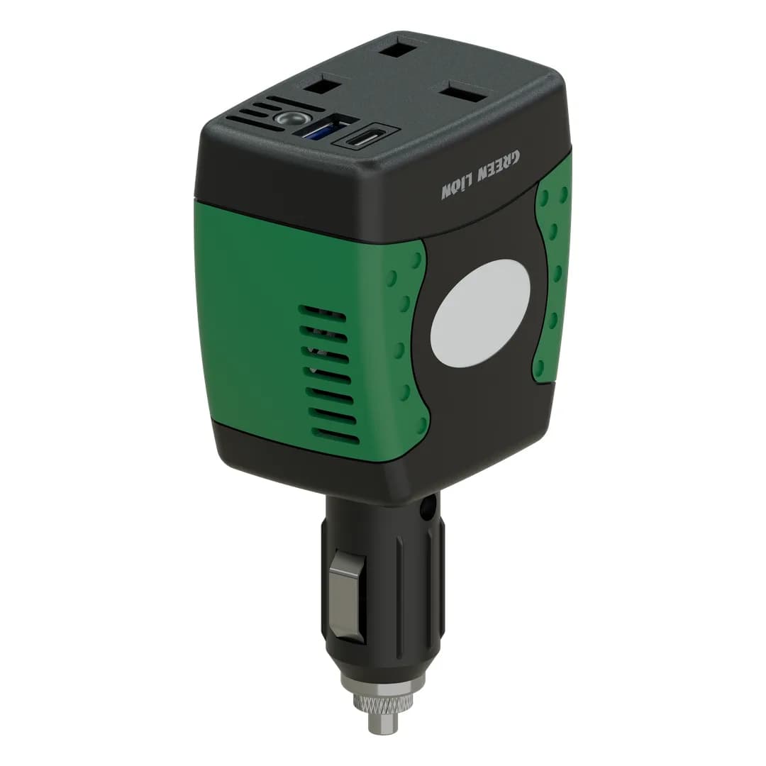 Green Lion Car Power Hub 150W Car Inverter - Black