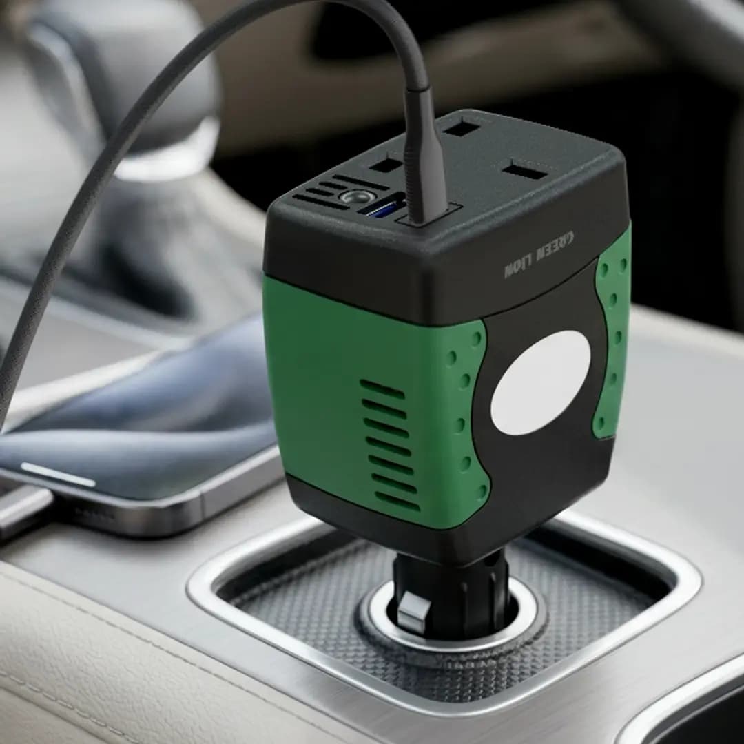Green Lion Car Power Hub 150W Car Inverter - Black