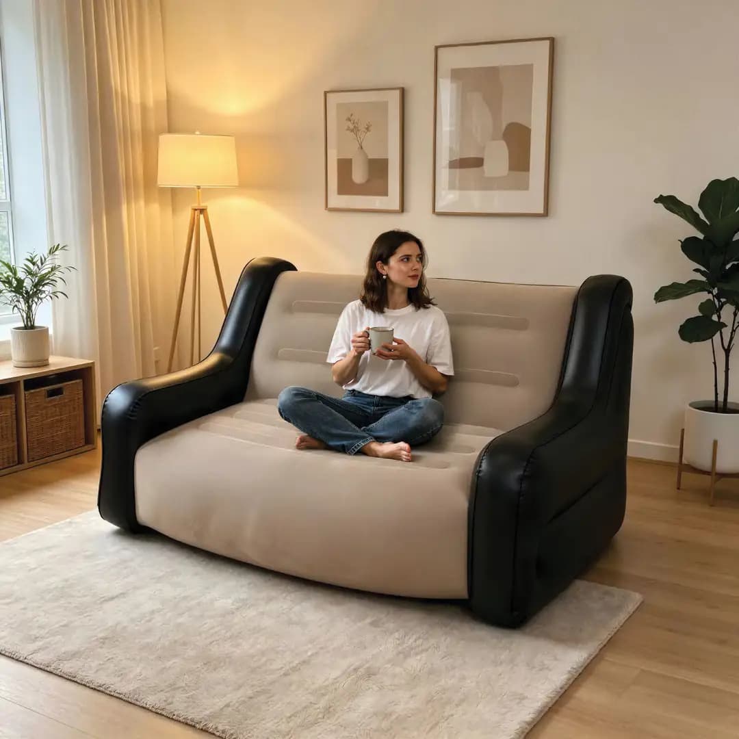 Green Lion Double Seater Inflatable Sofa