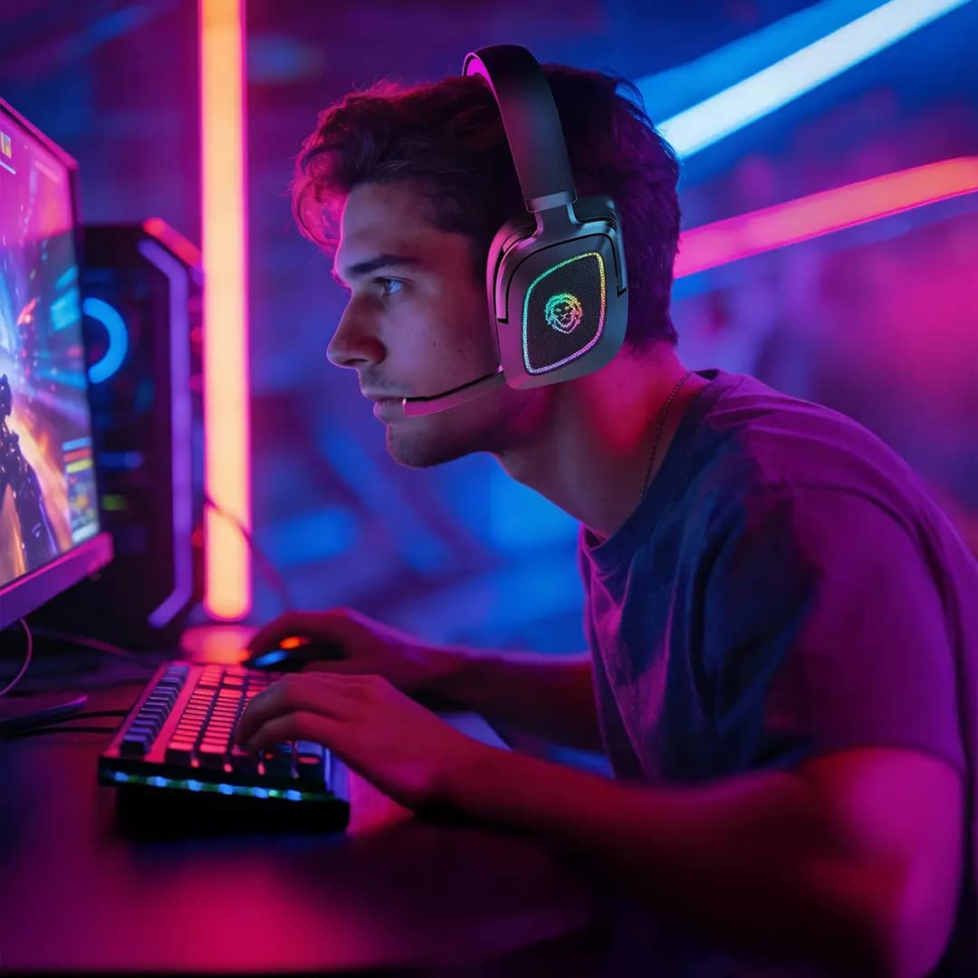Green Lion Battle Wireless Gaming Headphones - Black