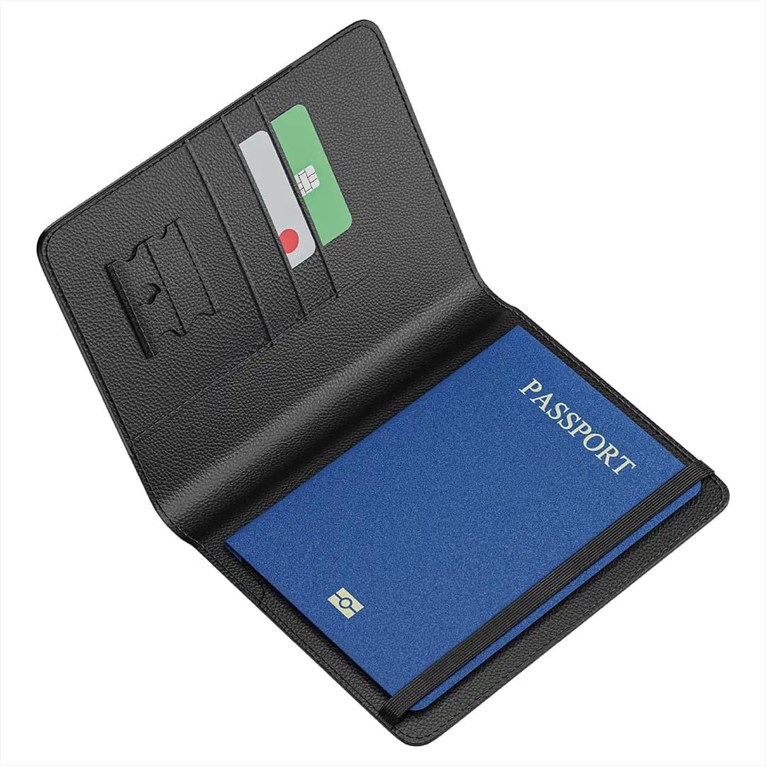 Green Lion Pass-Track Passport Holder with Apple Find My - Black