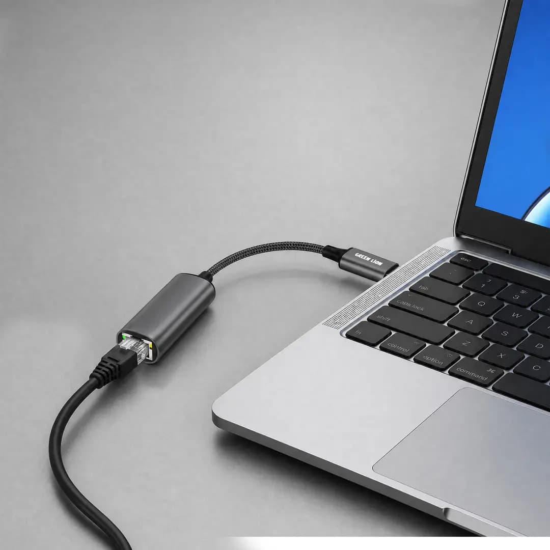 Green Lion Link Hub USB-C to Ethernet Adapter 1000Mbps - Grey