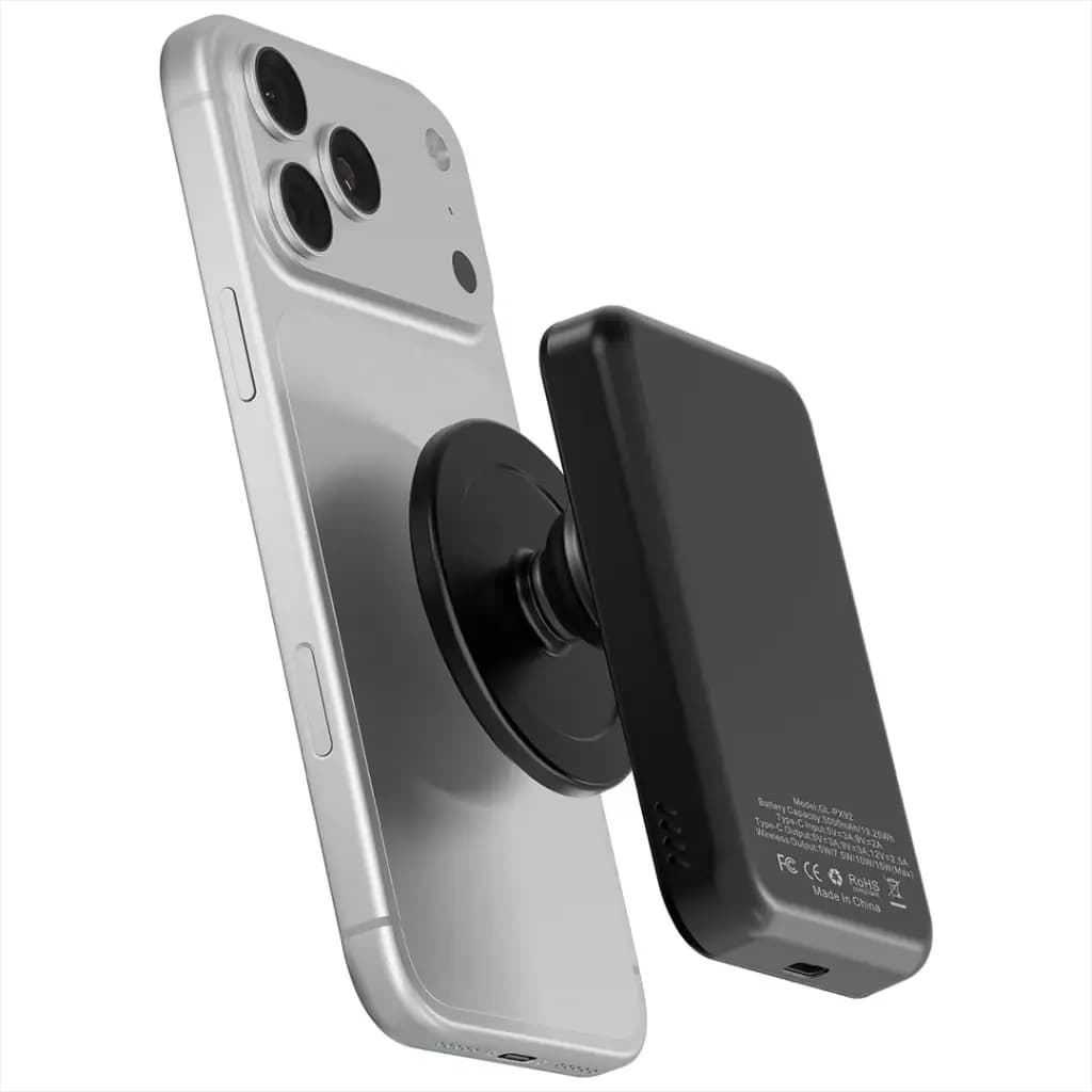 Green Lion Grip Mag 5000mAh Wireless Power Bank with Pop-Out Stand