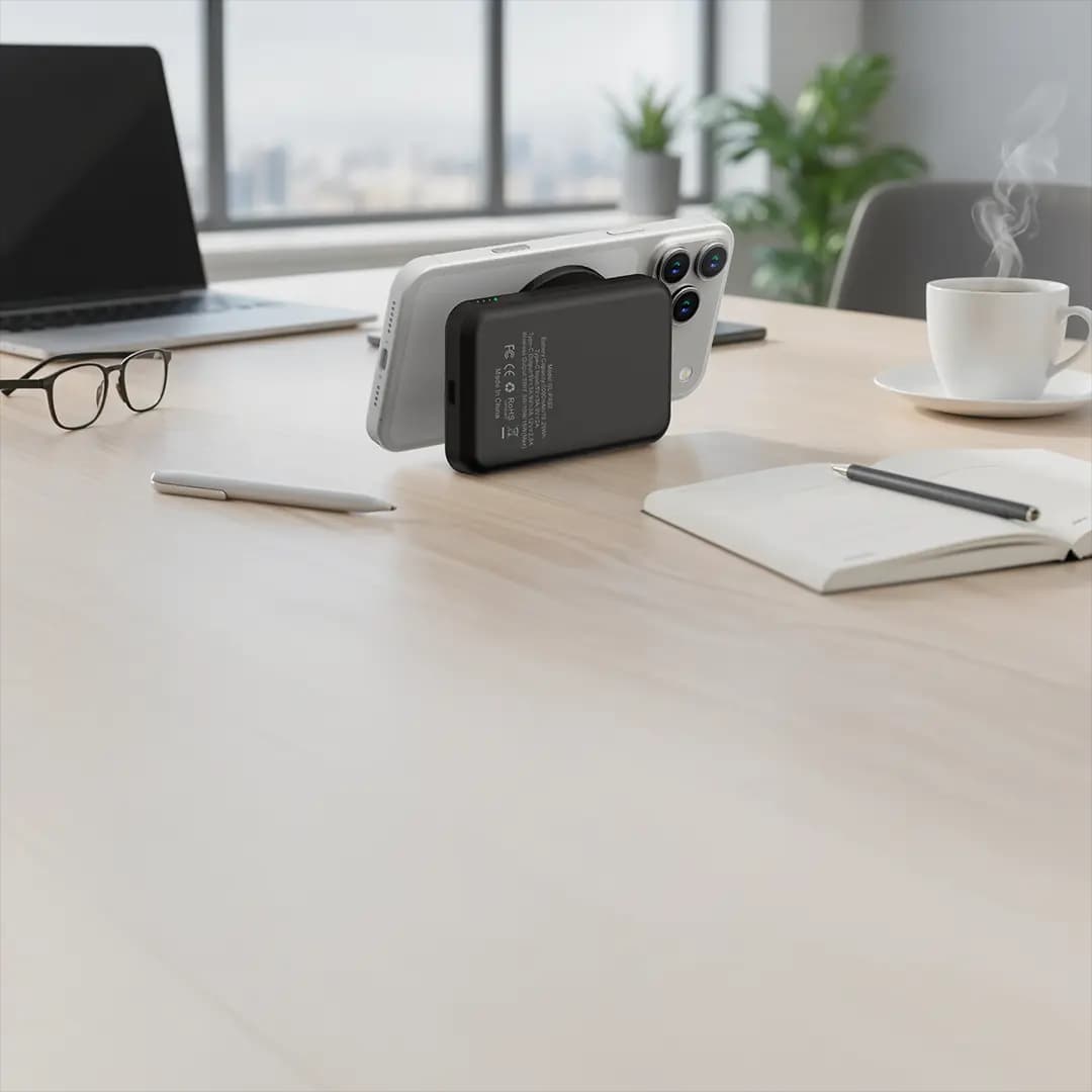 Green Lion Grip Mag 5000mAh Wireless Power Bank with Pop-Out Stand