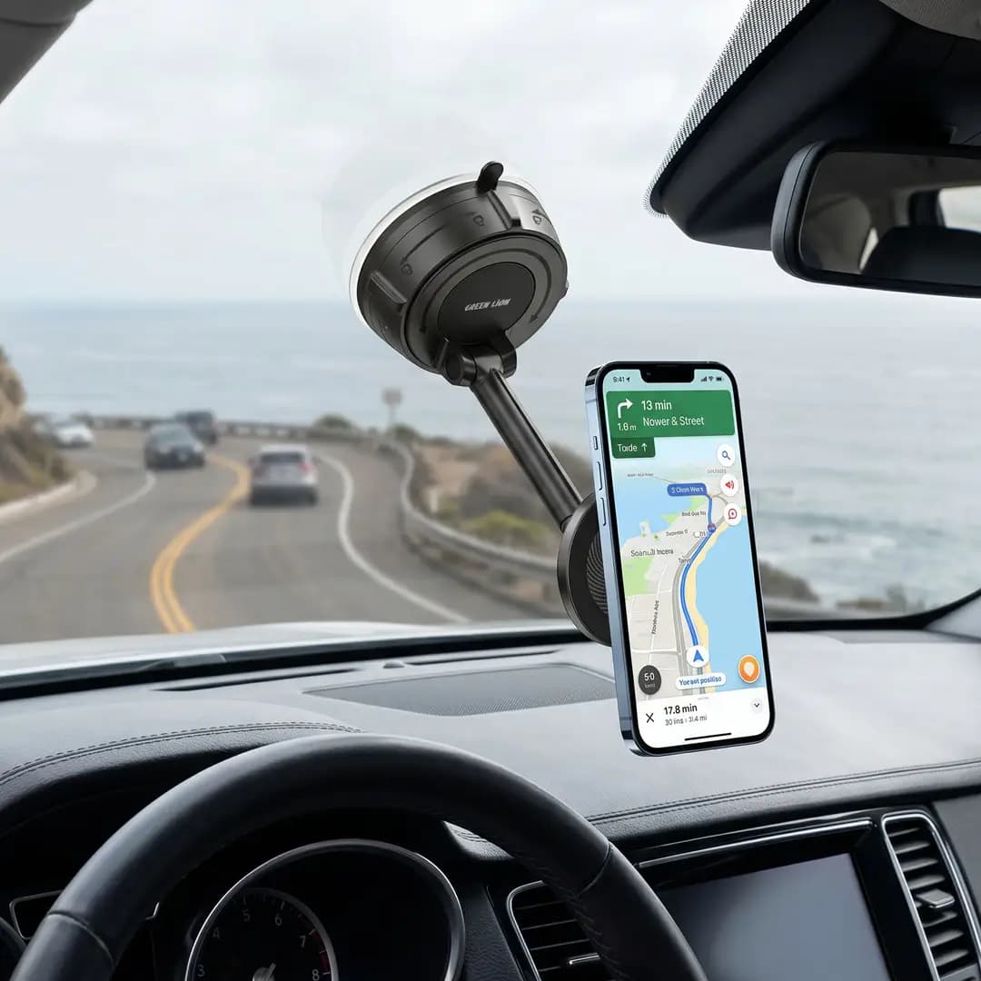 Green Lion GX-92 MagSafe Suction Car Phone Holder - Black