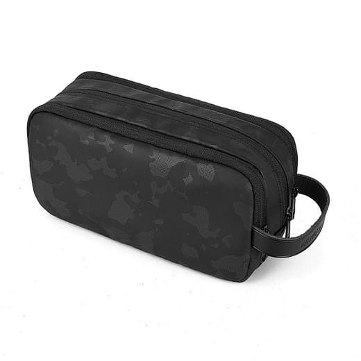 Black Double-Zip Travel Toiletry Bag