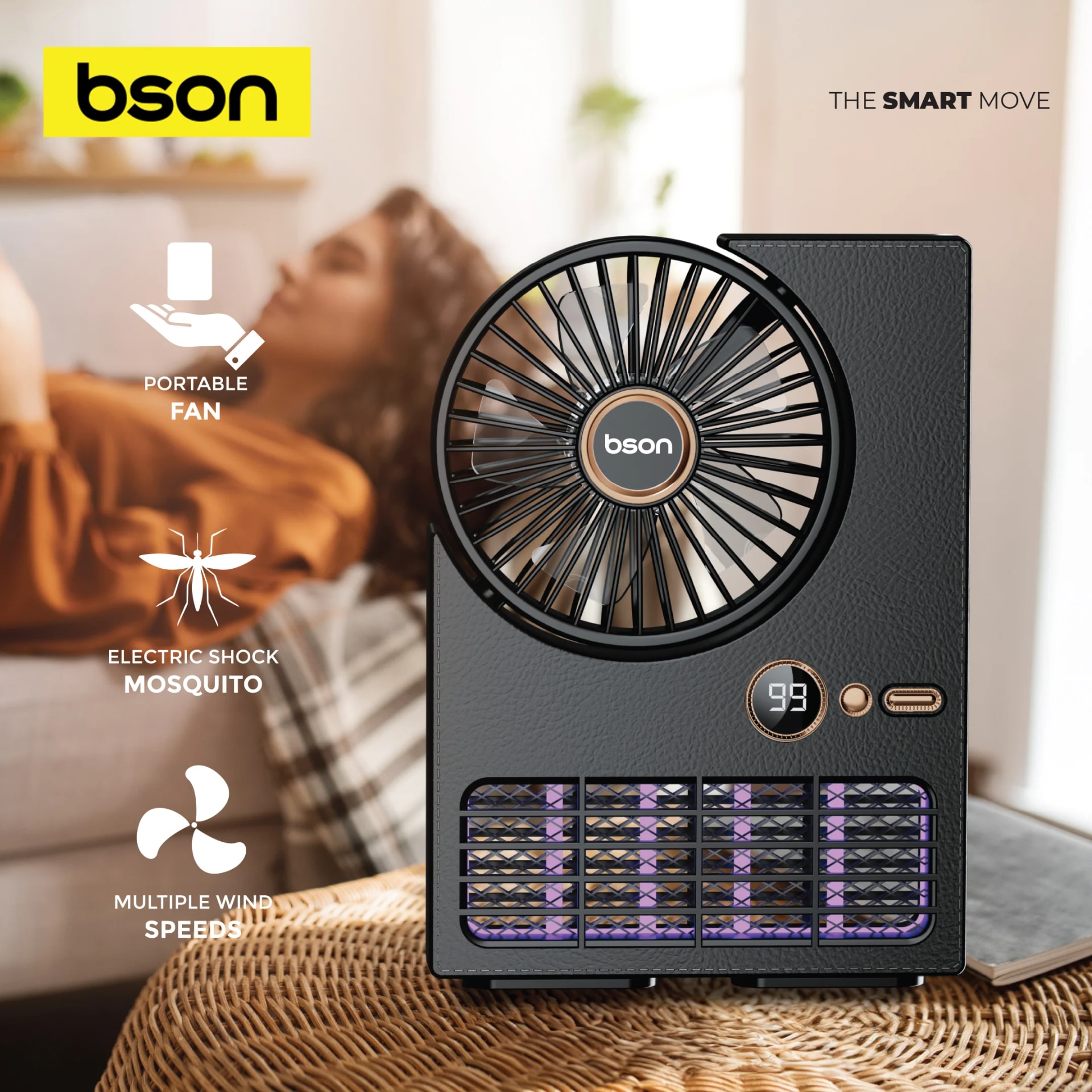 BSON 2-in-1 Portable Fan with Electric Mosquito Killer 2
