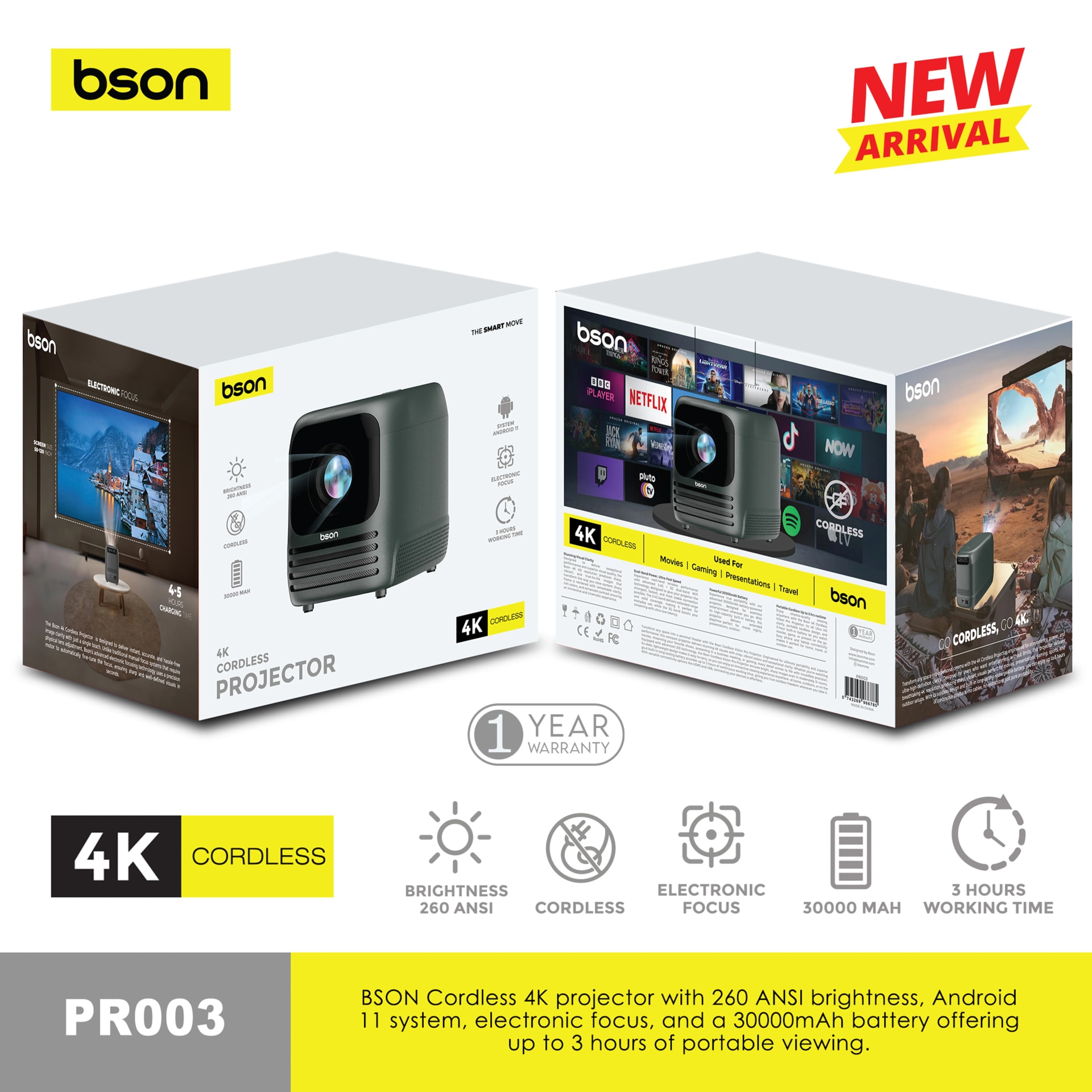 BSON Cordless Portable Projector 2