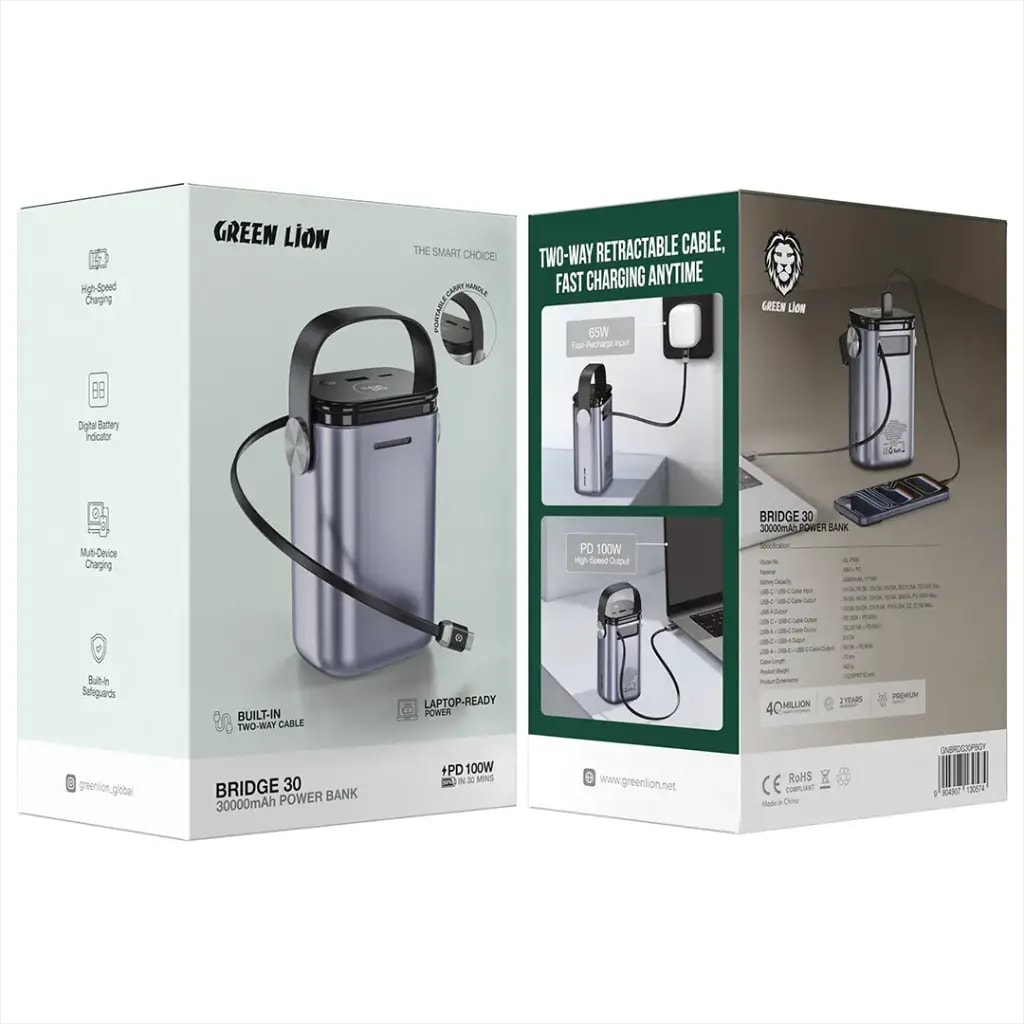 Green Lion BRIDGE 30 30000mAh Power Bank PD 100W 2