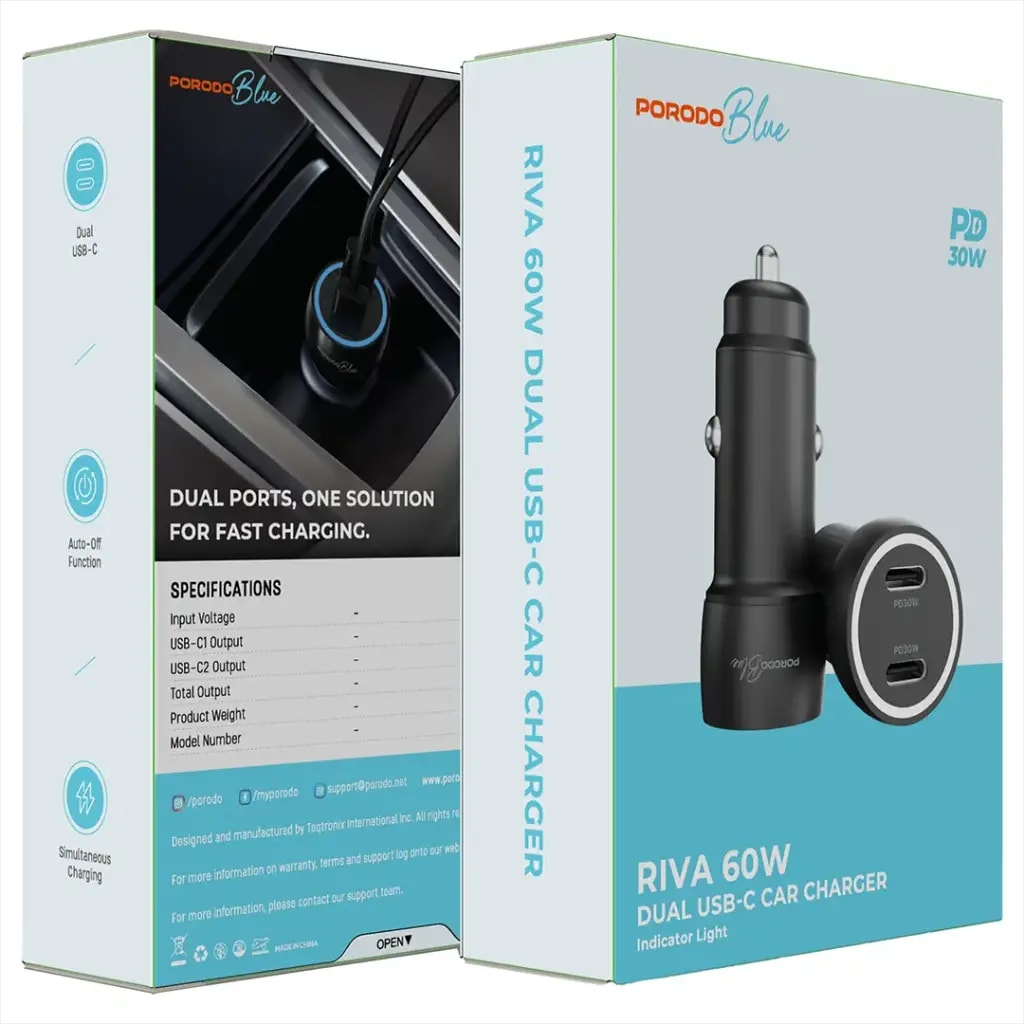 Dual Port PD 30W USB-C Car Charger 3