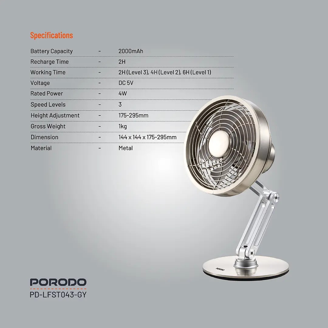 Porodo Lifestyle Metal Desk Fan 2