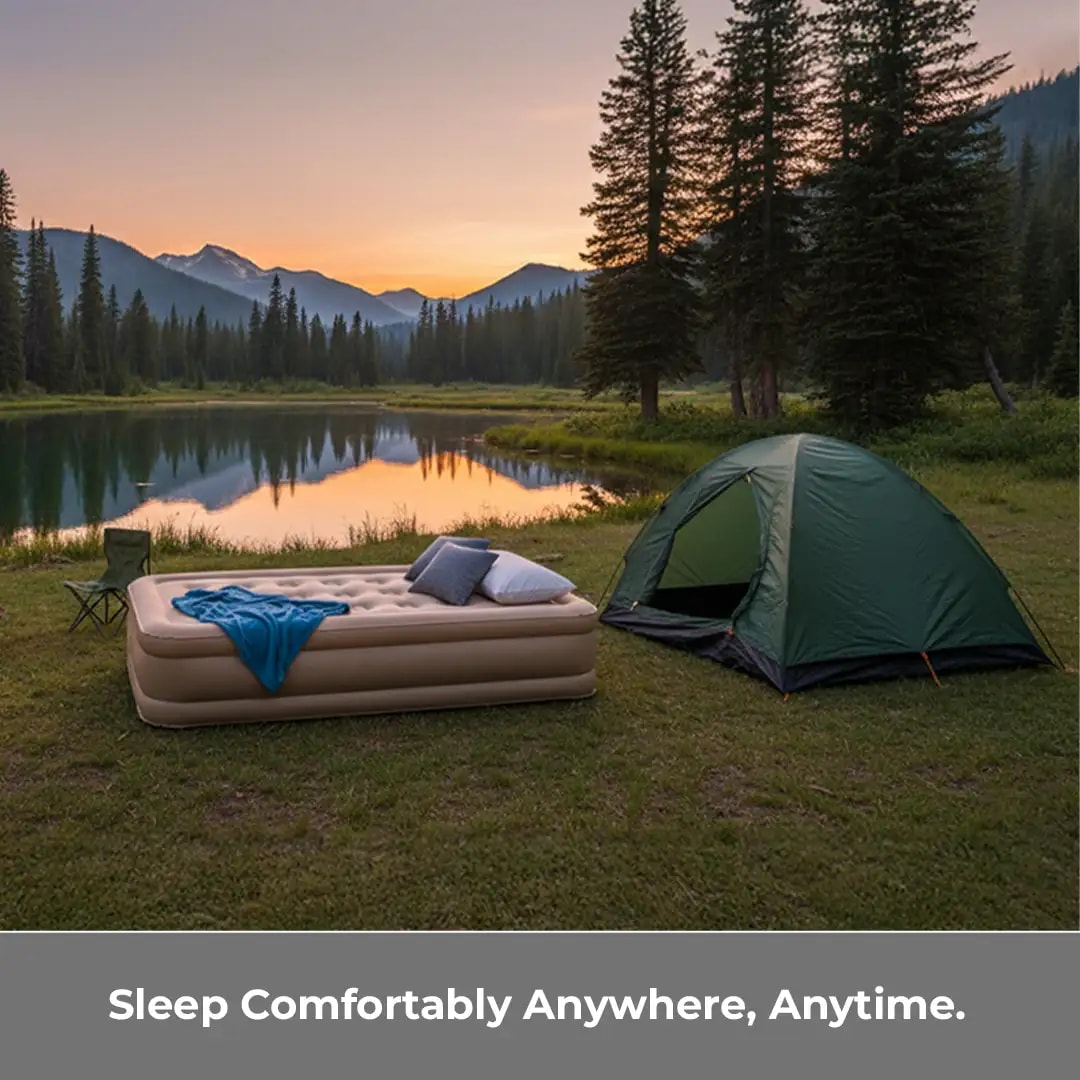 Air Mattress with Built-in Rechargeable Pump – 16 Self-Inflating Blow Up Bed for Home, Camping & Guests 4
