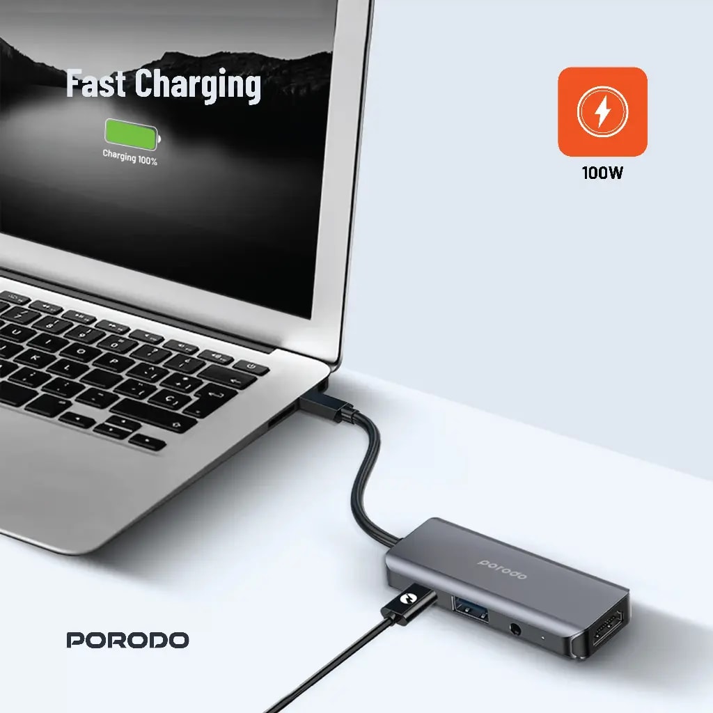 Porodo 4in1 HDMI 4K USB-C Hub 3