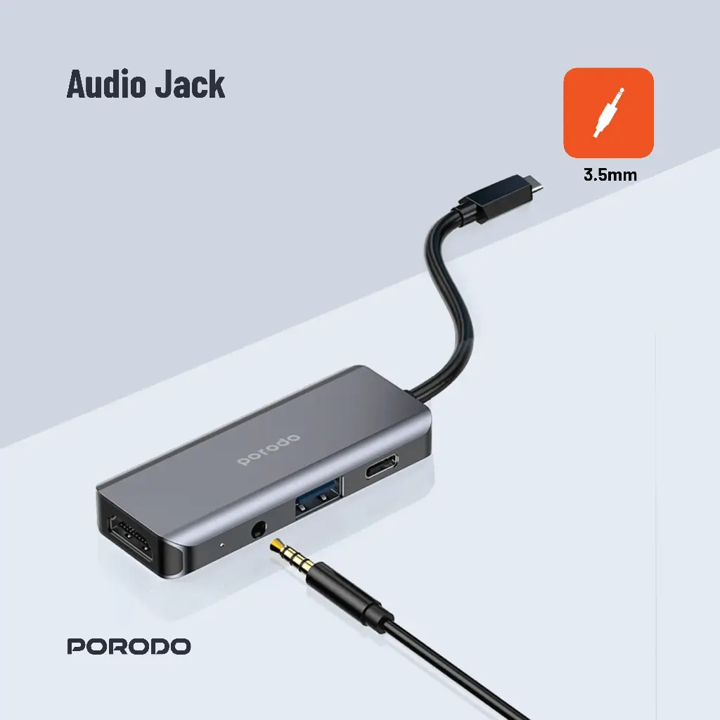 Porodo 4in1 HDMI 4K USB-C Hub 4