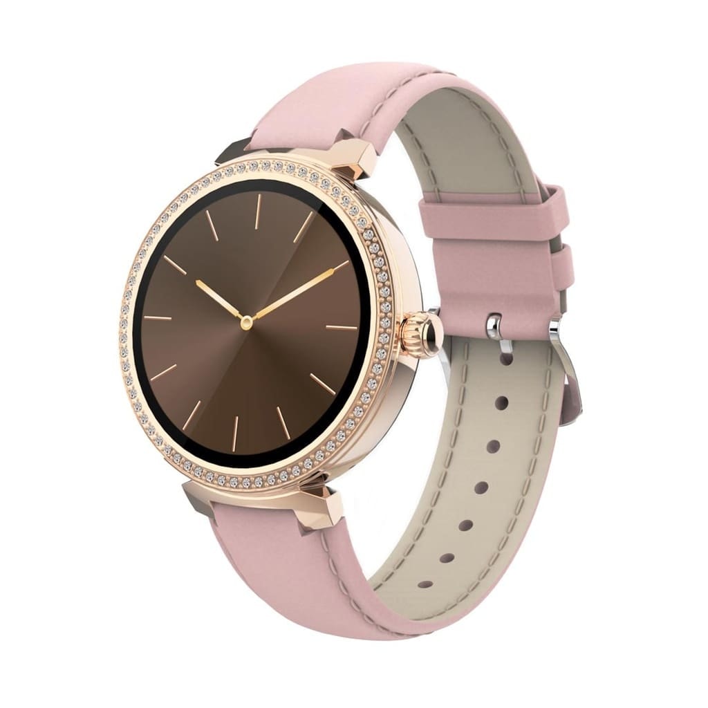 Green Leather Strap Analog Smartwatch 3