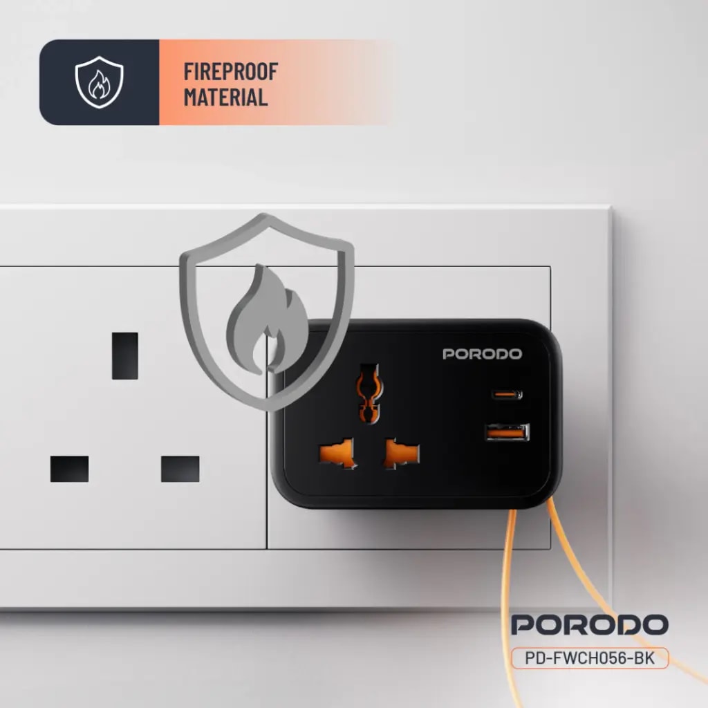 Porodo Universal Wall Socket with USB Ports 2