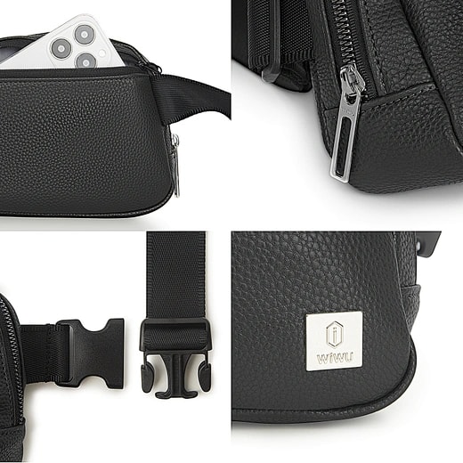 Black Leather Waist Bag 5