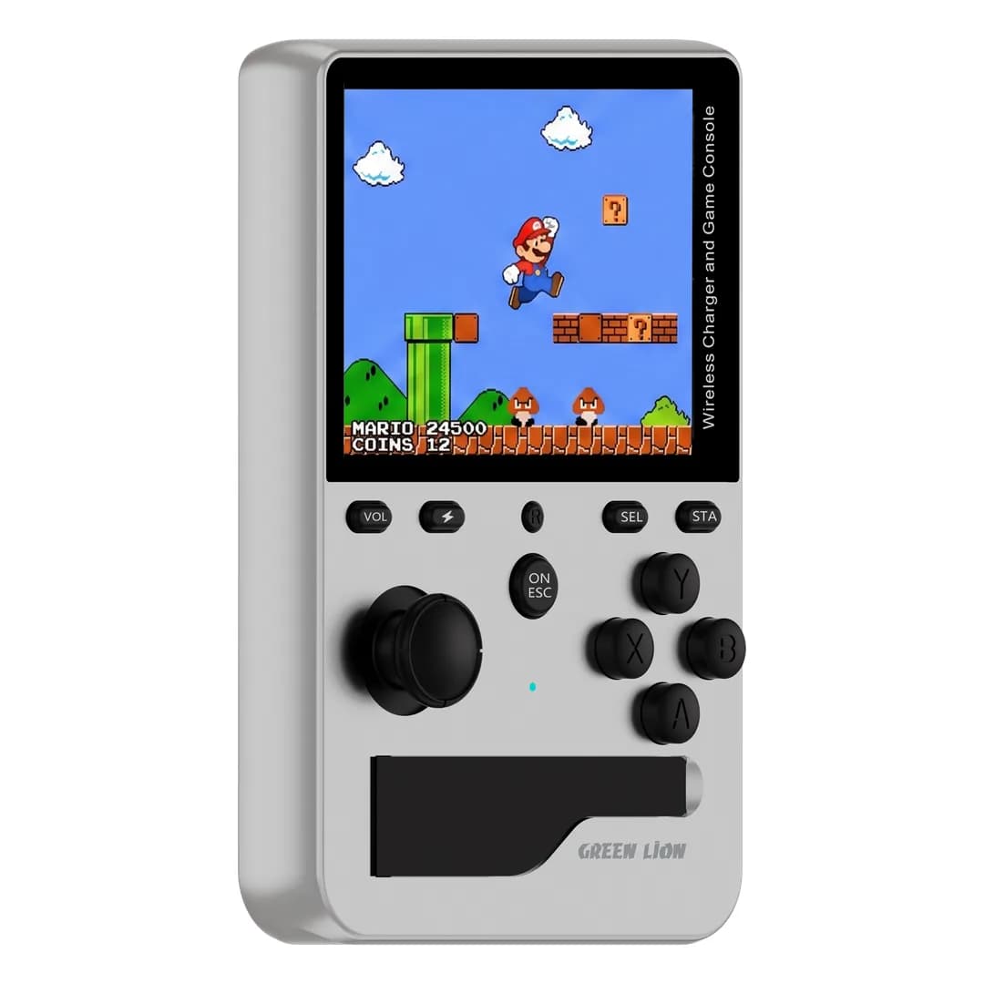 Green Lion Game On Handheld Gaming Console & 5000mAh Power Bank - Silver