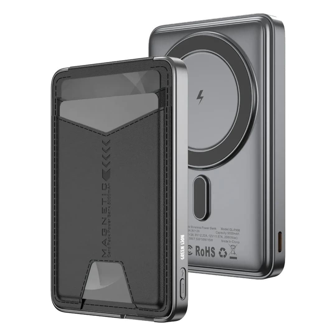 Green Lion Mag Mate 5000mAh Magnetic Power Bank with Card Holder