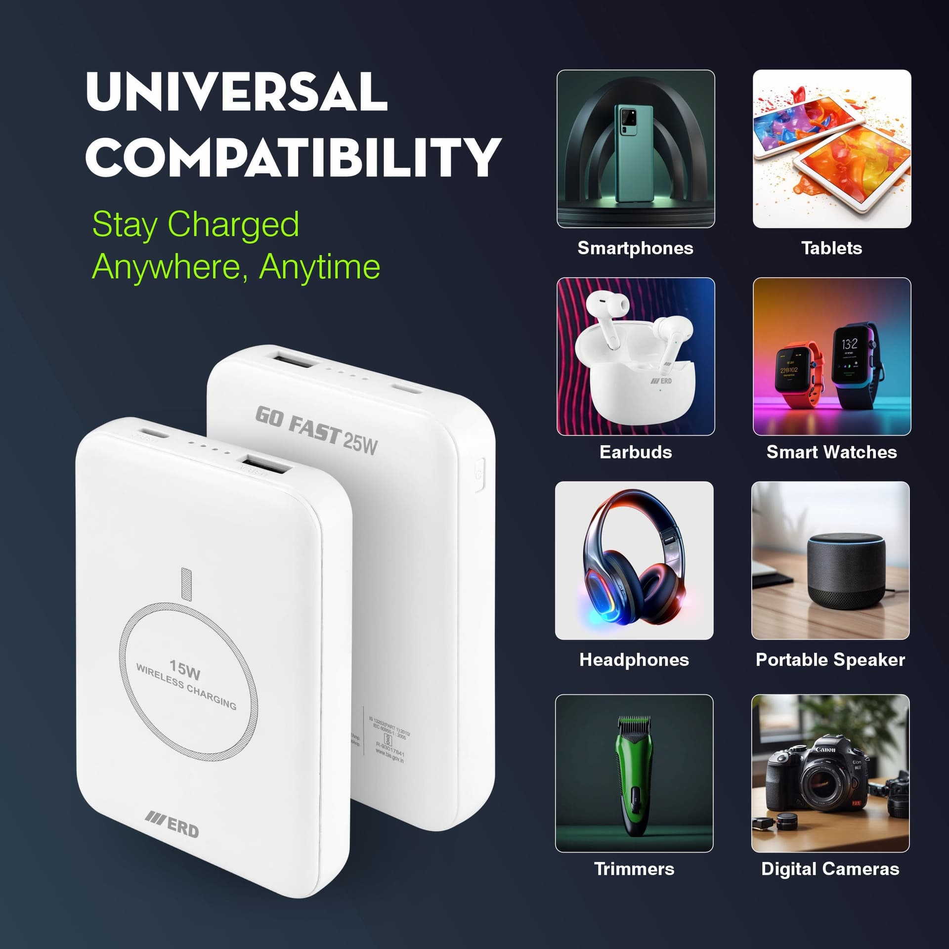 ERD 15W Wireless Charging Power Bank