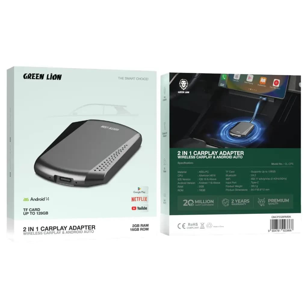 Green Lion 2 IN 1 CarPlay Adapter 2GB Ram 16GB Rom