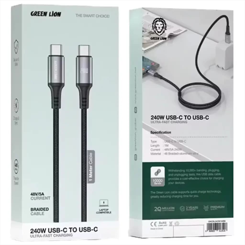 Green Lion 240W USB-C to USB-C Ultra-Fast Charging 1m Braided Cable