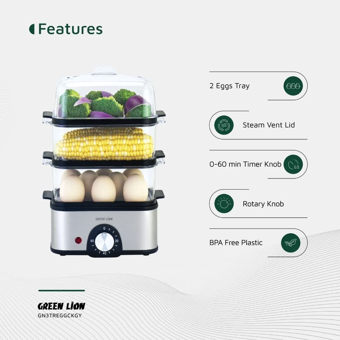 Green Lion 3-Tier Egg Cooker 500W