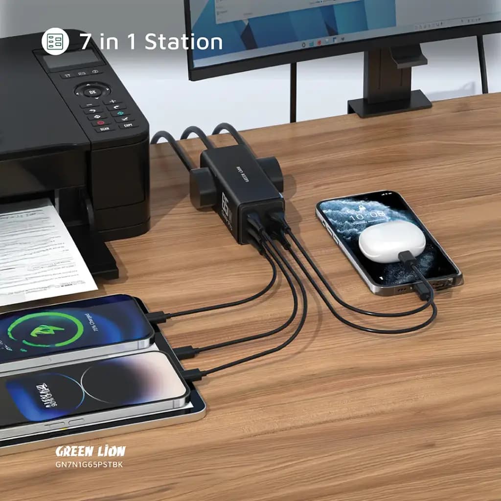 Green Lion 7 In 1 GaN 65W Power Strip