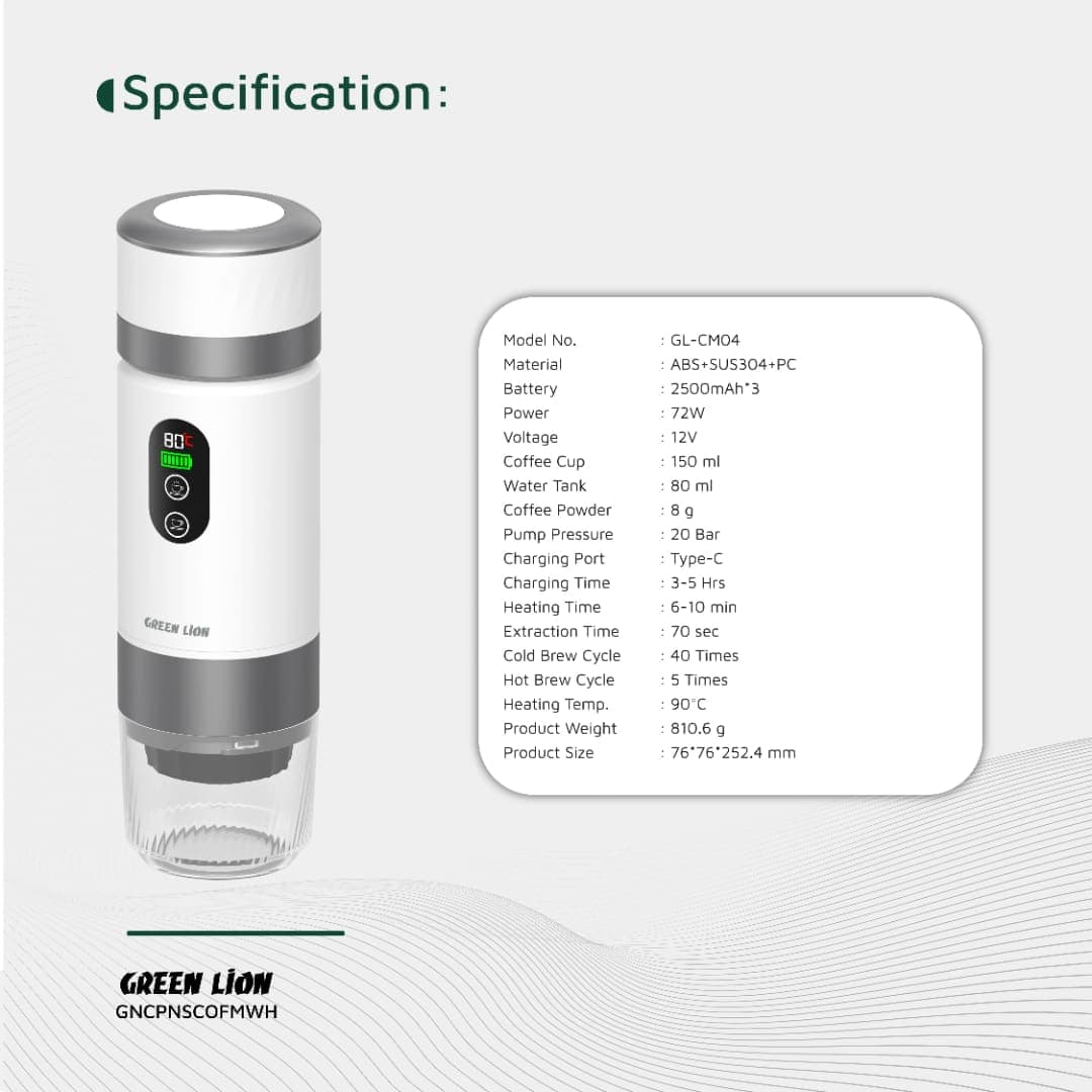 Green Lion Campinas Portable Coffee Maker 80mL